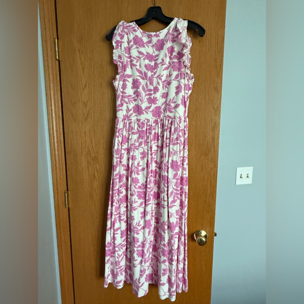 LC Lauren Conrad Pink and White Floral Midi Dress - Picture 8 of 12